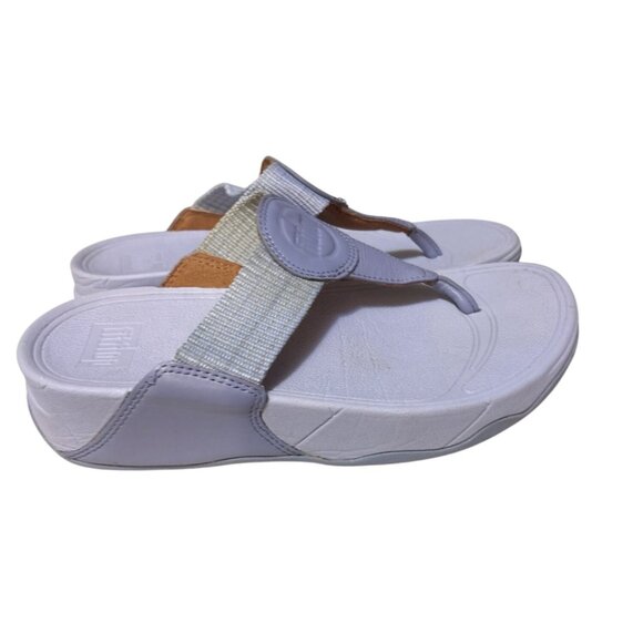 FitFlop Womens Size 6 Blue Thong Sandals With Metallic Straps - Picture 3 of 7